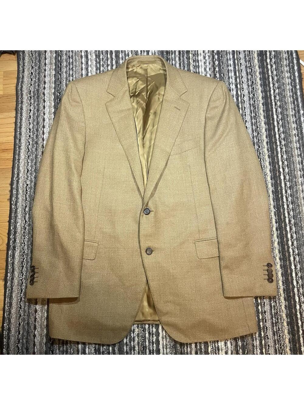 Ermenegildo Zegna Heritage Wool Blazer Jacket 44R 54 Tan Tweed Sport Coat